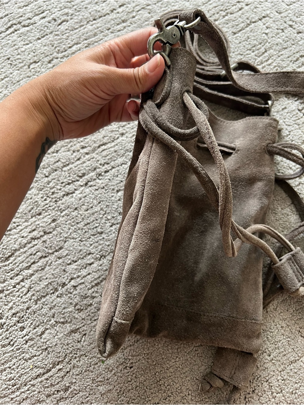 Free People Suede Drawstring Bucket Bag - Picture 4 of 12